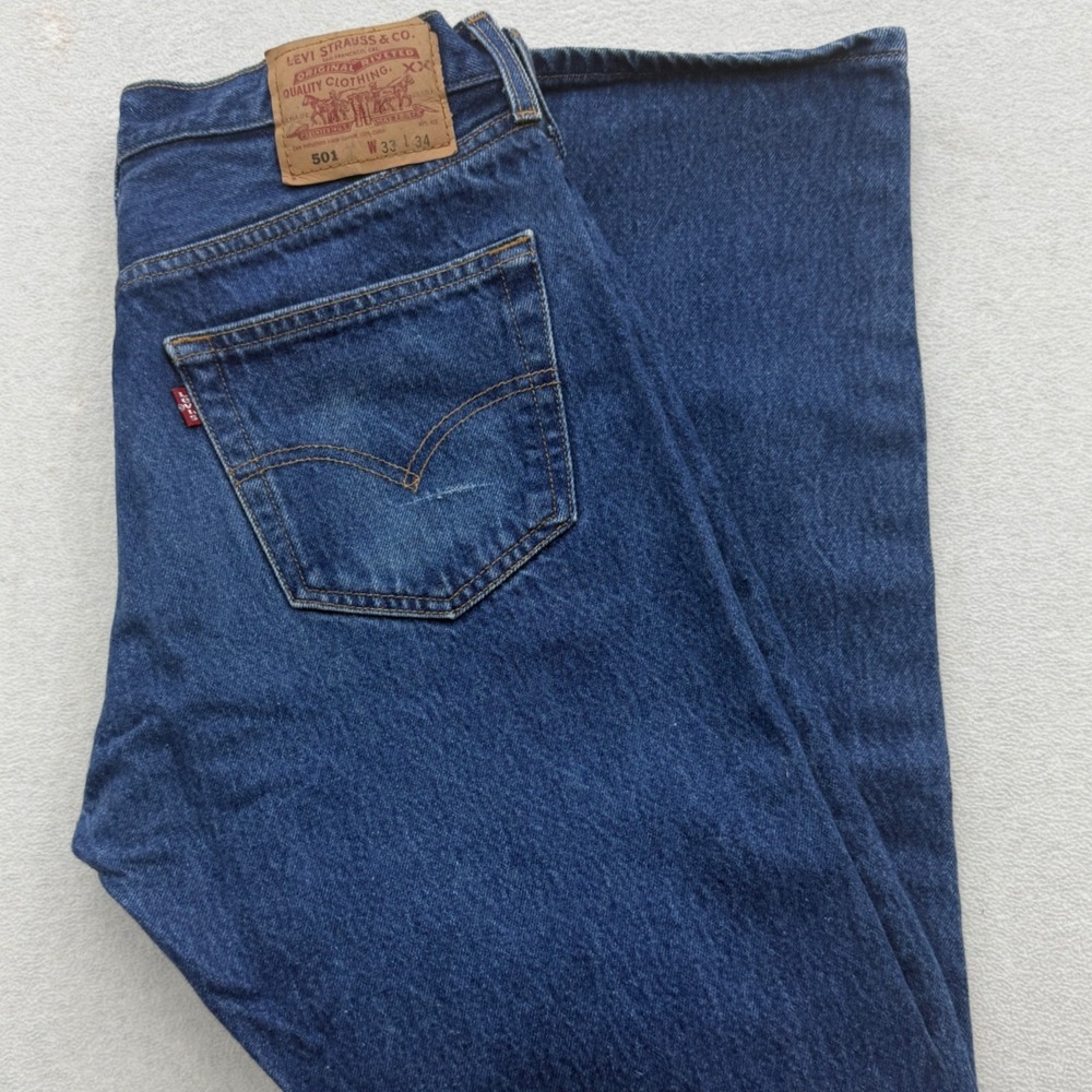 Levi's 501 Jeans 05/01 Mens 33x34 Blue Original Fit Button Fly Straight Leg